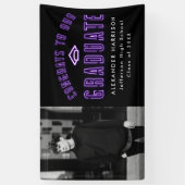 Banderoles Parti de graduation photo moderne violet néon (Vertical)