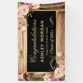 Banderoles Parti de Graduation Rustique Pays Bois Floral (Vertical)