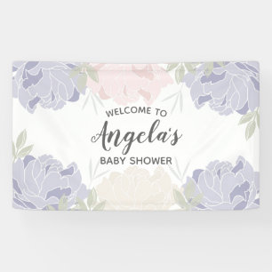 Banderoles Partie de baby shower rose et pourpre de pivoines