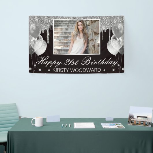 Banderoles Parties scintillant à goutte d'argent avec ballons (Salon professionnel)