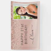 Banderoles Parties scintillant Anniversaire Photo Blush Rose  (Vertical)