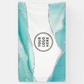 Banderoles Parties scintillant argent Agate Turquoise Monnaie (Vertical)