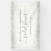 Banderoles Parties scintillant Argent Nom Date Bienvenue à la (Vertical)