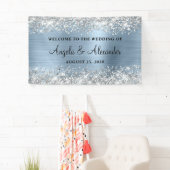 Banderoles Parties scintillant argentée Lumière Bleu Mariage  (En situation)