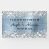 Banderoles Parties scintillant argentée Lumière Bleu Mariage  (Horizontal)