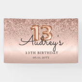 Banderoles Parties scintillant Balloon Rose or 13e anniversai (Horizontal)