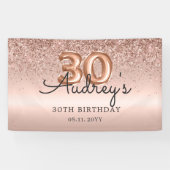 Banderoles Parties scintillant Balloon Rose or 30e anniversai (Horizontal)