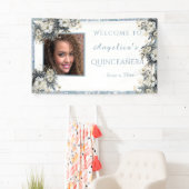 Banderoles Parties scintillant bleu Quinceanera Aquarelle Fle (En situation)