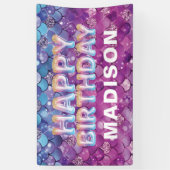 Banderoles Parties scintillant bleu rose d'anniversaire de si (Vertical)