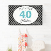 Banderoles Parties scintillant bleue 40 et fabuleuse coutume  (En situation)