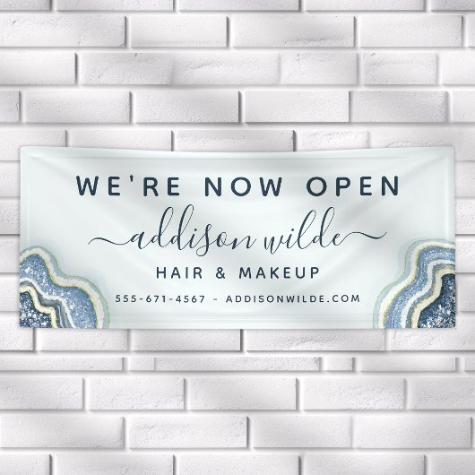 Banderoles Parties scintillant bleue Agate Geode Luxe Busines