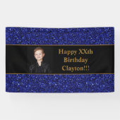 Banderoles Parties scintillant Bleue Avec Message Photo Banni (Horizontal)