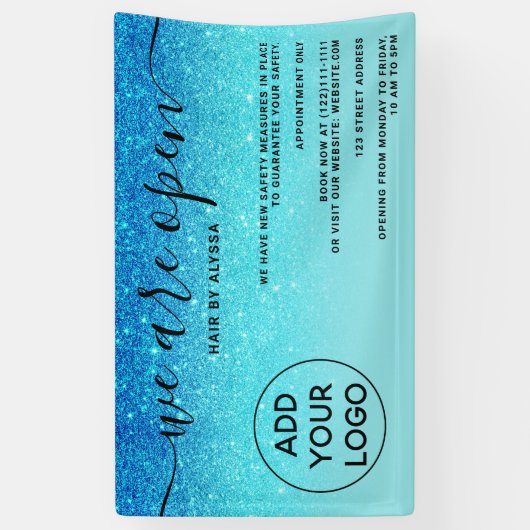 Banderoles Parties scintillant bleue ombre logo rose vif Nous (Vertical)