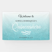 Banderoles Parties scintillant bleue Quinceañera 15e annivers (Horizontal)