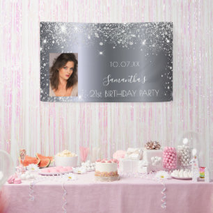 Banderoles Parties scintillant d'argent d'anniversaire monogr