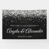 Banderoles Parties scintillant d'argent et Mariage noir (Horizontal)