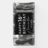 Banderoles Parties scintillant d'argent moderne 16e anniversa (Verticale)