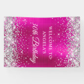 Banderoles Parties scintillant d'argent Pink Hot Foil 30e ann (Horizontal)