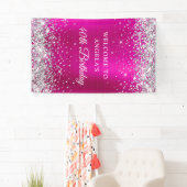 Banderoles Parties scintillant d'argent Pink Hot Foil 40e ann (En situation)