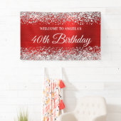 Banderoles Parties scintillant d'argent Red Foil 40e annivers (En situation)