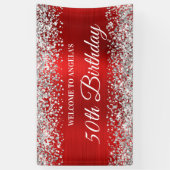 Banderoles Parties scintillant d'argent Red Foil 50e annivers (Vertical)