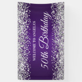 Banderoles Parties scintillant d'argent Royal violet 50e anni (Vertical)