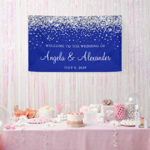 Banderoles Parties scintillant d'argent sur Mariage Royal Blu