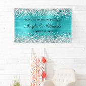 Banderoles Parties scintillant d'argent Turquoise Blue Foil M (En situation)