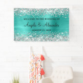 Banderoles Parties scintillant d'argent Turquoise Mariage acc (En situation)