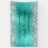 Banderoles Parties scintillant d'argent Turquoise Mariage acc (Vertical)