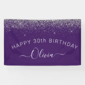 Banderoles Parties scintillant d'argent violet Girl Nom du mo (Horizontal)