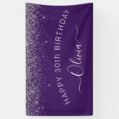 Banderoles Parties scintillant d'argent violet Girl Nom du mo (Vertical)