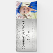 Banderoles parties scintillant de graduation 2022 Silver Blac (Vertical)