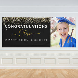 Banderoles parties scintillant de graduation 2024 Gold Black