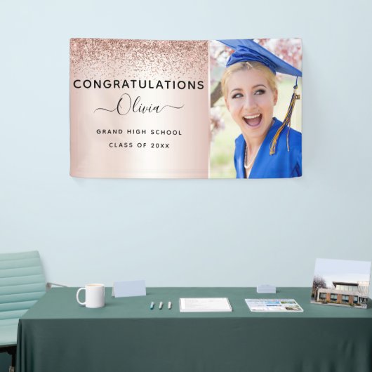 Banderoles parties scintillant d'études 2022 Rose Gold Blush  (Salon professionnel)