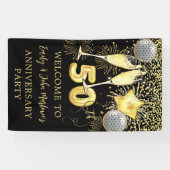 Banderoles parties scintillant d'or 50e Anniversaire Champagn (Horizontal)