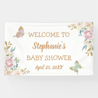 Banderoles Parties scintillant d'or Baby shower petit papillo