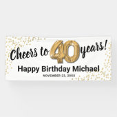 Banderoles Parties scintillant d'or blanc 40e anniversaire (Horizontal)