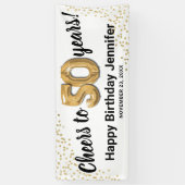 Banderoles Parties scintillant d'or blanc 50e anniversaire (Vertical)