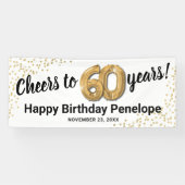 Banderoles Parties scintillant d'or blanc 60e anniversaire (Horizontal)