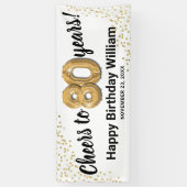 Banderoles Parties scintillant d'or blanc 80e anniversaire (Vertical)
