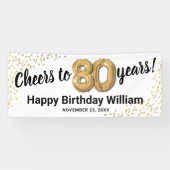 Banderoles Parties scintillant d'or blanc 80e anniversaire (Horizontal)