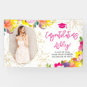 Banderoles Parties scintillant d'or boho audacieux floral gra (Horizontal)