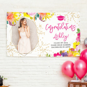 Banderoles Parties scintillant d'or boho audacieux floral gra