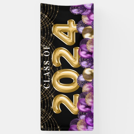 Banderoles Parties scintillant d'or et de pourpre Classe de 2 (Vertical)
