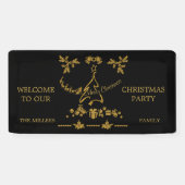 Banderoles Parties scintillant d'or Joyeux Noël, Père Noël (Horizontal)