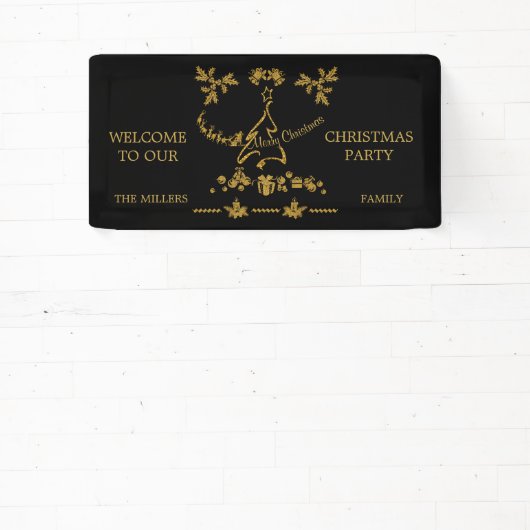 Banderoles Parties scintillant d'or Joyeux Noël, Père Noël (Insitu)