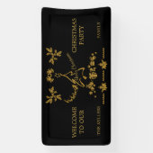 Banderoles Parties scintillant d'or Joyeux Noël, Père Noël (Verticale)