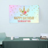 Banderoles Parties scintillant d'or magique Unicorn Visage An (Salon professionnel)