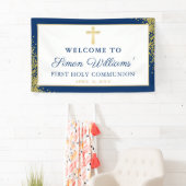 Banderoles Parties scintillant d'or Marine Bleu Première Bann (En situation)